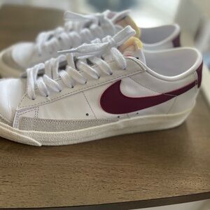 Nike Blazer White and Maroon Low-Top Sneakers